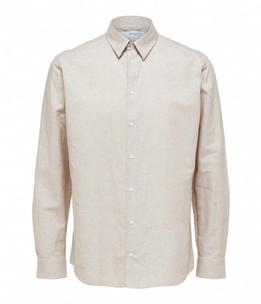 Selected Homme  Slimnew Linen Shirt Long Sleeve Classic W Kelp