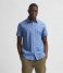 Selected Homme  Slimnew Linen Shirt  Short Sleeve Classic W Medium Blue Denim