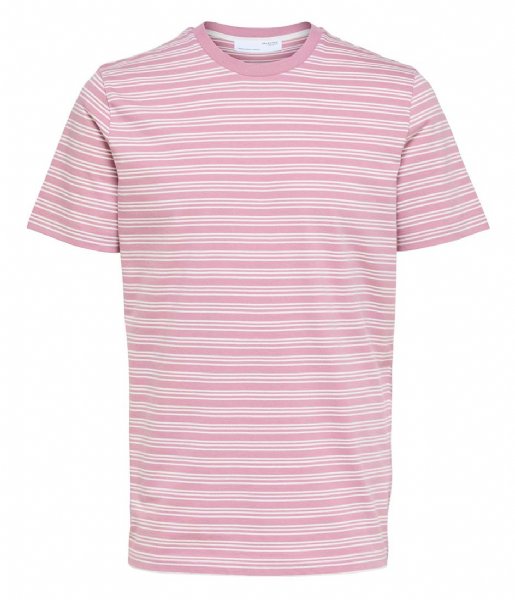 Selected Homme  Andy Stripe  Short Sleeve O Neck Tee W Foxglove