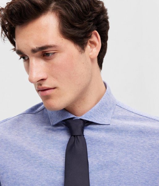 Selected Homme  Slimbond-Pique Knit-Shirt Long Sleeve Cashmere Blue (#A5B8D0)