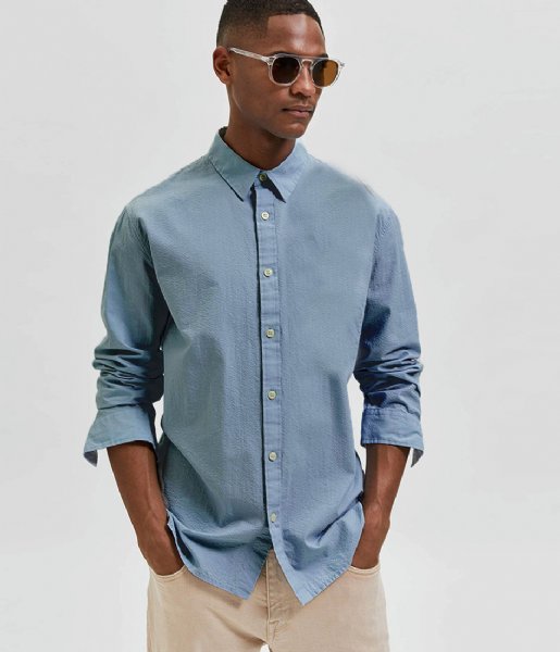 Selected Homme  Regdenim Untuck Shirt Long Sleeve B Medium Blue Denim (#1500FF)