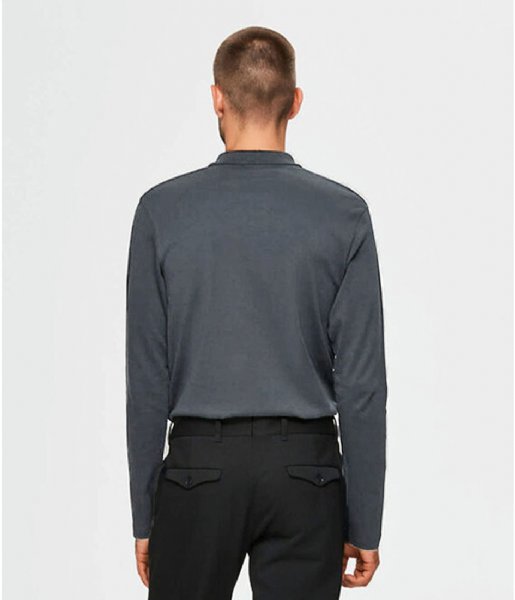 Selected Homme  Berg Long Sleeve Knit Polo Noos Medium Grey Melange (#848484)