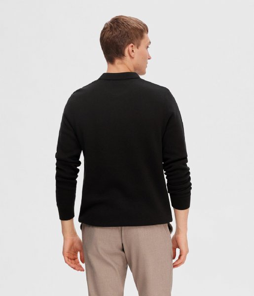 Selected Homme  Florence Long Sleeve Knit Zip Polo Ex Black (#000000)