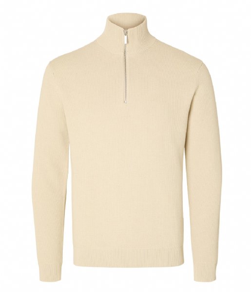 Selected Homme  Dane Ls Knit Structure Half Zip Oatmeal (4403874)