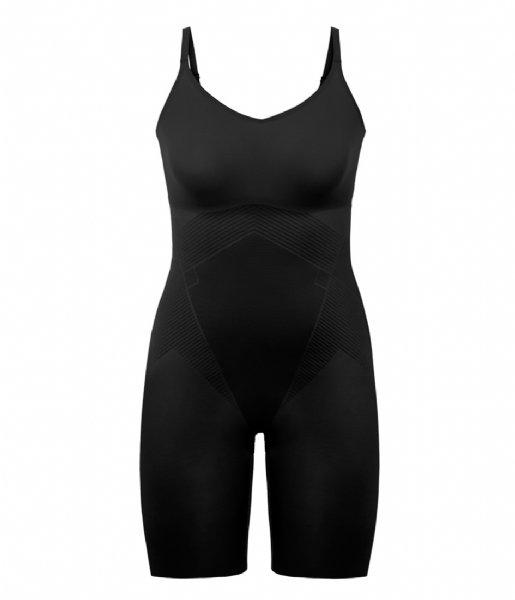 Spanx  Thinstincts 2.0 - Closed-Bust Mid-Thigh Bodysuit Very Black (99990)