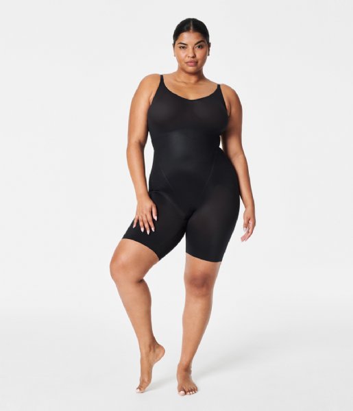 Spanx  Thinstincts 2.0 - Closed-Bust Mid-Thigh Bodysuit Very Black (99990)