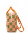 Sticky Lemon  Backpack Small Farmhouse Checkerboard Sprout Green Flower Pink