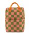 Sticky Lemon  Backpack Large Farmhouse Checkerboard Sprout Green Flower Pink