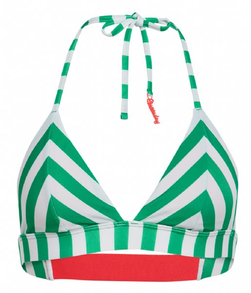 Superdry  Stripe Triangle Bikini Top Green Stripe (M68)