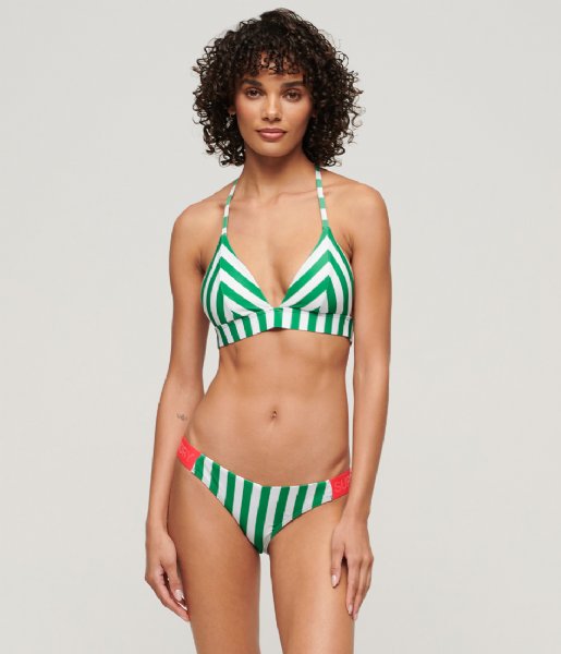 Superdry  Stripe Triangle Bikini Top Green Stripe (M68)