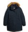 Superdry  Fuji Hooded Mid Length Puffer Nordic Chrome Navy (L6T)