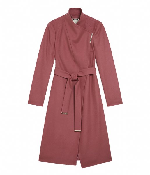 Ted Baker  Rose Mid Length Wool Wrap Coat Dusky Pink