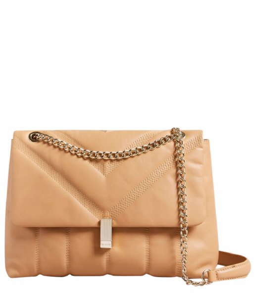 Ted Baker  Ayasie Quilted Large Twist Lock Cross Body Bag Camel (91)
