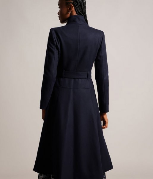 Ted Baker  Roseika Midi Length Double Breasted Coat With Skirt Dark Blue