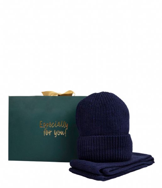The Little Green Bag  Giftbox Classic Boys Kids Mini Beanie and Scarf Navy (810)