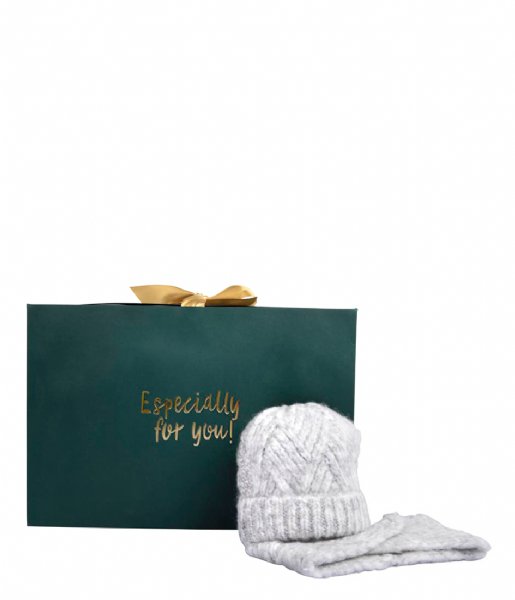 The Little Green Bag  Giftbox Cozy Girls Baby Beanie and Col Ice Grey (149)