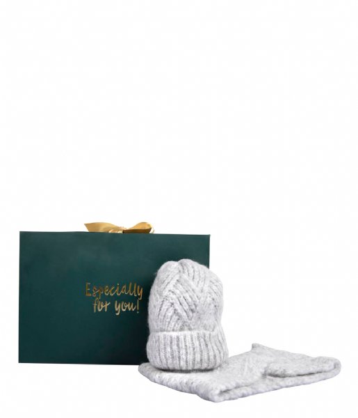 The Little Green Bag  Giftbox Cozy Girls Kids Beanie and Col Ice Grey (149)