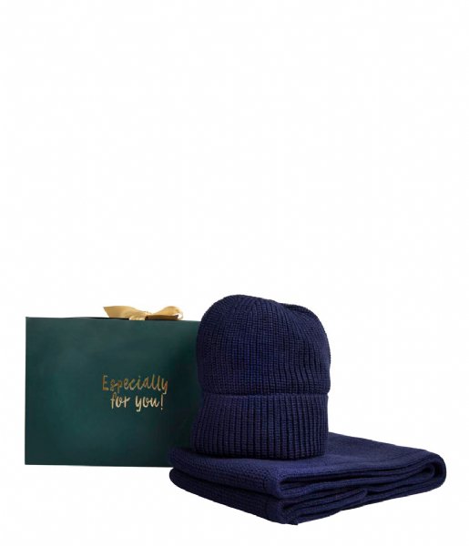 The Little Green Bag  Giftbox Classic Men Beanie and Scarf Navy (810)