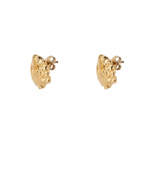 The Little Green Bag Oorbellen Leaf Studs X My Jewellery gold colored