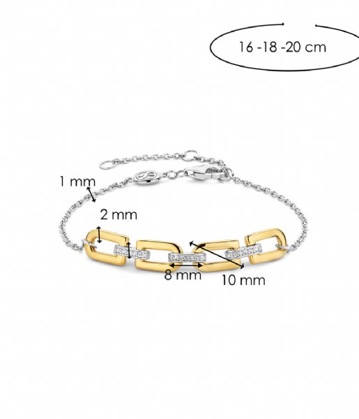 TI SENTO - Milano  925 Sterling Silver Bracelet 23032ZY Zirconia white yellow gold plated