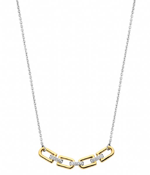 TI SENTO - Milano  925 Sterling Silver Necklace 34044ZY Zirconia white yellow gold plated