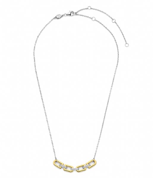 TI SENTO - Milano  925 Sterling Silver Necklace 34044ZY Zirconia white yellow gold plated