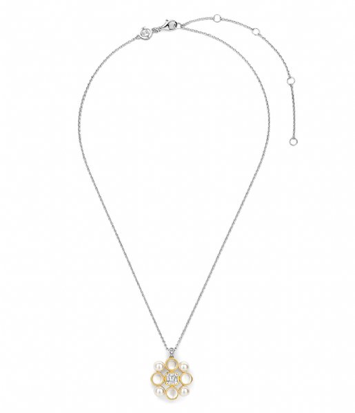 TI SENTO - Milano  925 Sterling Silver Necklace 34046YP Pearl with yellow gold plated