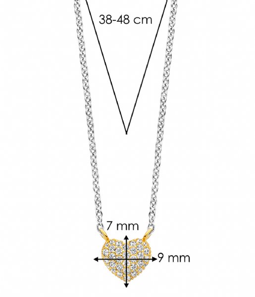 TI SENTO - Milano  925 Sterling Silver Necklace 3899ZY Zirconia white yellow gold plated