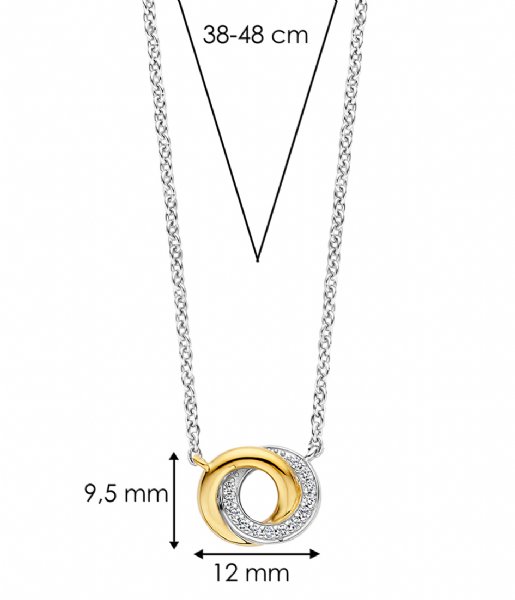 TI SENTO - Milano  925 Sterling Silver Necklace 3915ZY Zirconia white yellow gold plated