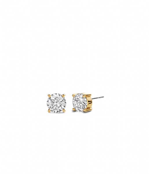 TI SENTO - Milano  925 Sterling Silver Earrings 7319ZY Zirconia white yellow gold plated