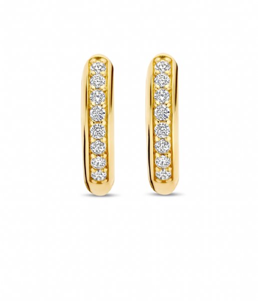 TI SENTO - Milano  925 Sterling Silver Earrings 7811ZY Zirconia white yellow gold plated