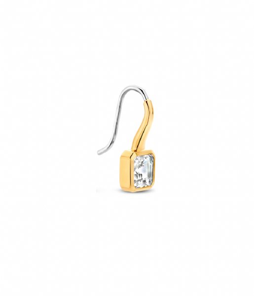 TI SENTO - Milano  925 Sterling Silver Earrings 7966ZY Zirconia white yellow gold plated