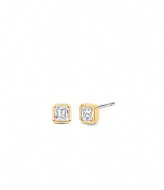 TI SENTO - Milano 925 Sterling Silver Earrings 7967ZY Zirconia white yellow gold plated