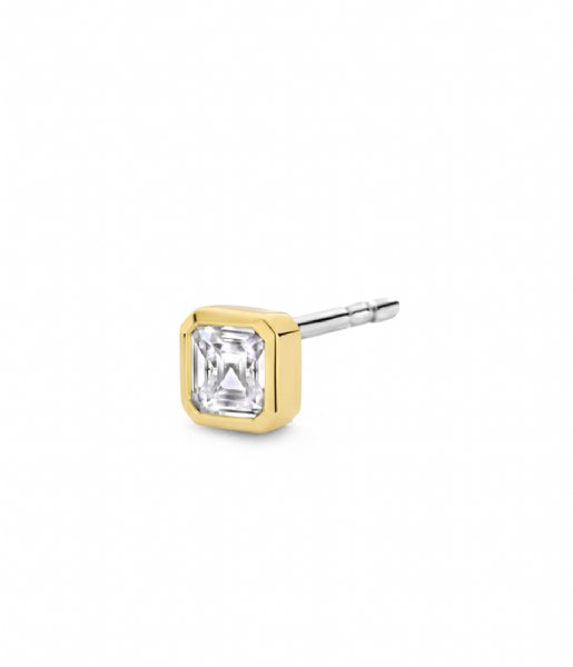 TI SENTO - Milano  925 Sterling Silver Earrings 7967ZY Zirconia white yellow gold plated