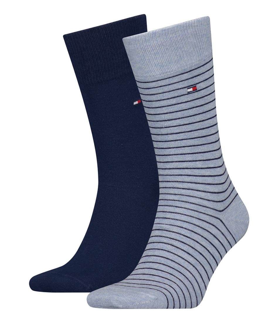 Tommy Hilfiger Men Small Stripe Sock 2-Pack Light Blue Melange