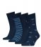 Tommy Hilfiger  Giftbox Sock 4-Pack Monogram Stripe Navy Combo (001)