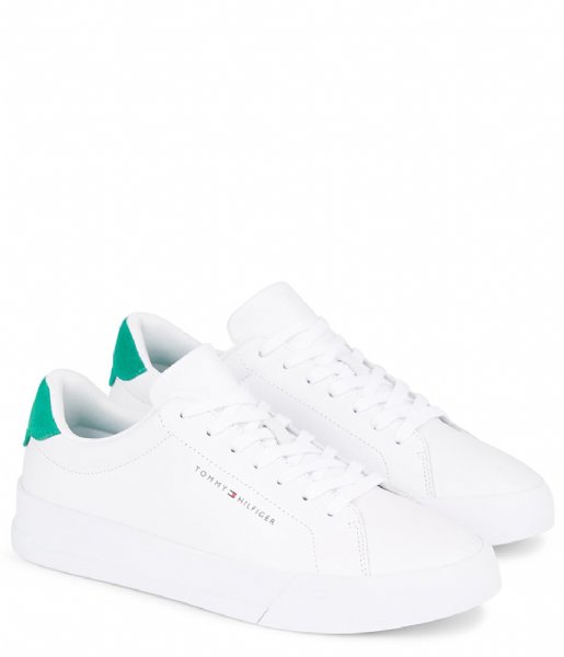 Tommy Hilfiger  Th Court Leather White-Olympic Green (0K4)