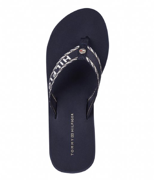 incident universiteitsstudent erts Tommy Hilfiger Slippers Tommy Webbing H Wedge Sandal Space Blue (0GY) | The  Little Green Bag