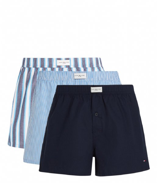 Tommy Hilfiger  3-Pack Woven Boxer Print Ithaca-Des Sky-Shirting Stripe (0SW)