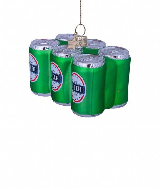 Vondels  Ornament Glass 6 Pack Beer H6 cm Green