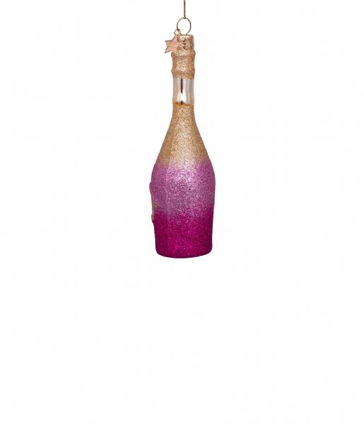 Vondels  Ornament Glass Champagne Bottle H16.5 cm Pink Gold