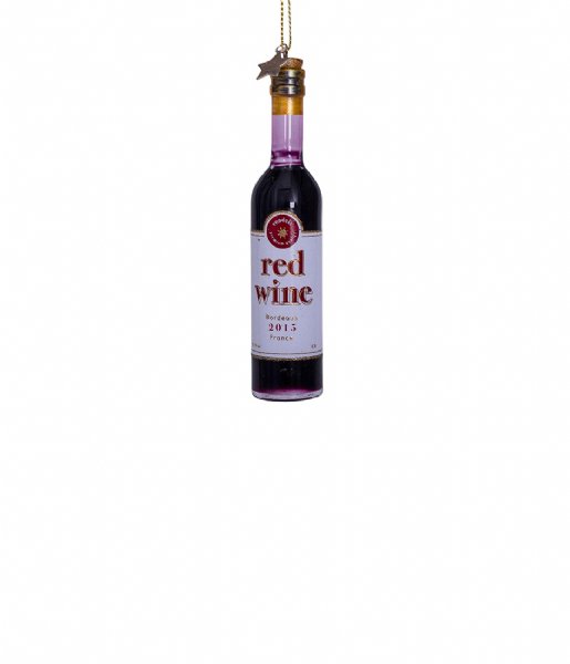 Vondels  Ornament Glass Red Wine Bottle H11 cm Red