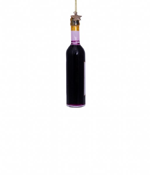 Vondels  Ornament Glass Red Wine Bottle H11 cm Red