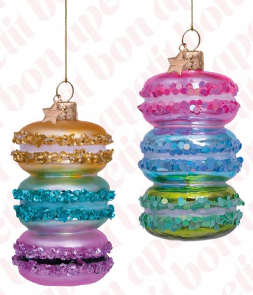 Vondels  Ornament Glass Macaron Tower H9.5 cm Multi Color