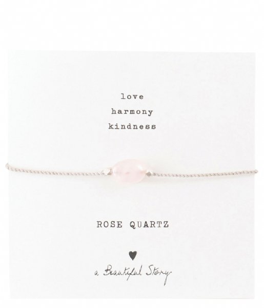 A Beautiful Story Armband Gemstone Card Rose Quartz Silver Plated Bracelet silver plated (BL22274)