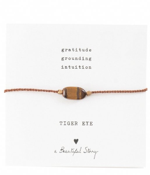 A Beautiful Story Armband Gemstone Card Tiger Eye Gold Plated Bracelet gold plated (BL23374)