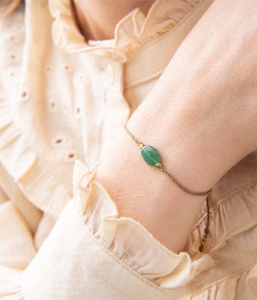 A Beautiful Story Armband Gemstone Card Aventurine Gold Colored Bracelet Gold Colored (BL23274)