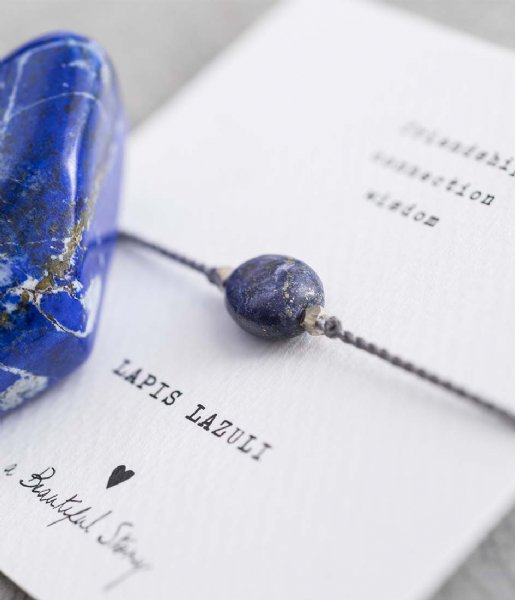 A Beautiful Story Armband Gemstone Card Lapis Lazuli Silver Plated Bracelet silver plated (BL23574)