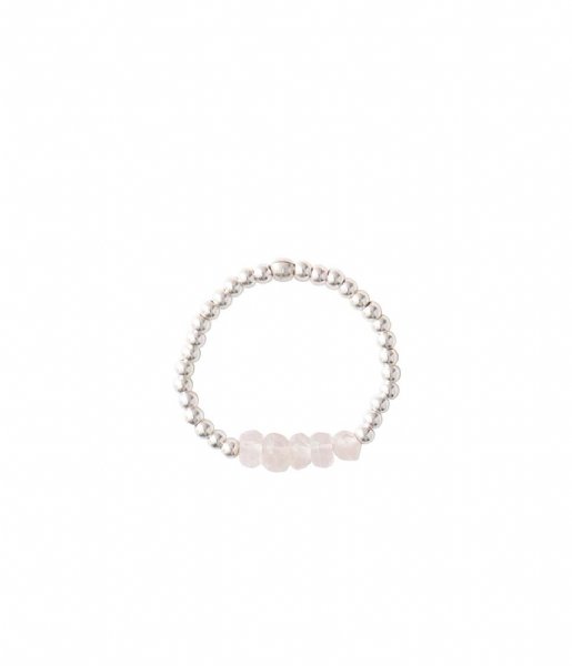 A Beautiful Story  Beauty Rose Quartz Silver Ring M/L zilver (BL24136)