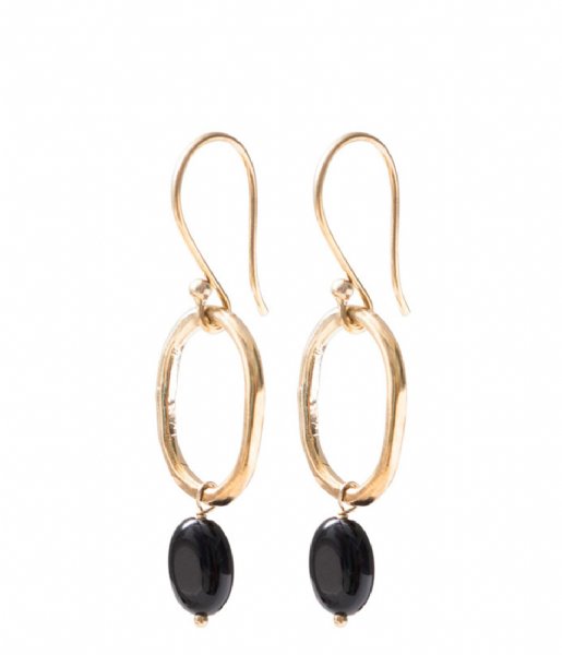 A Beautiful Story Oorbellen Graceful Black Onyx Gold Plated Earrings gold plated (AW24334)